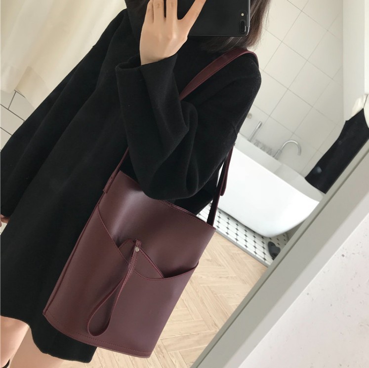 PU Nubuck Leather Big Bag Single Shoulder Messenger Female - Image 4